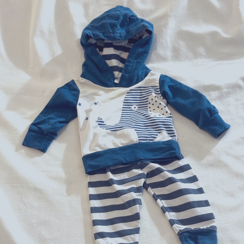 6 months Infant Baby Boy Elephant Stripe Long Sleeve Hoodie Tops Sweatsuit